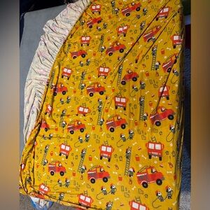 Little Sleepies Yellow Fire Truck Fitted Crib Sheet